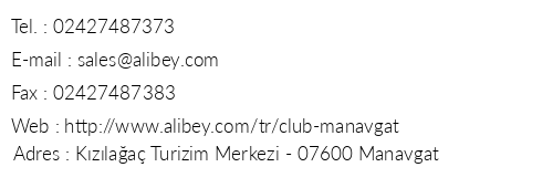 Alibey Club Manavgat telefon numaralar, faks, e-mail, posta adresi ve iletiim bilgileri